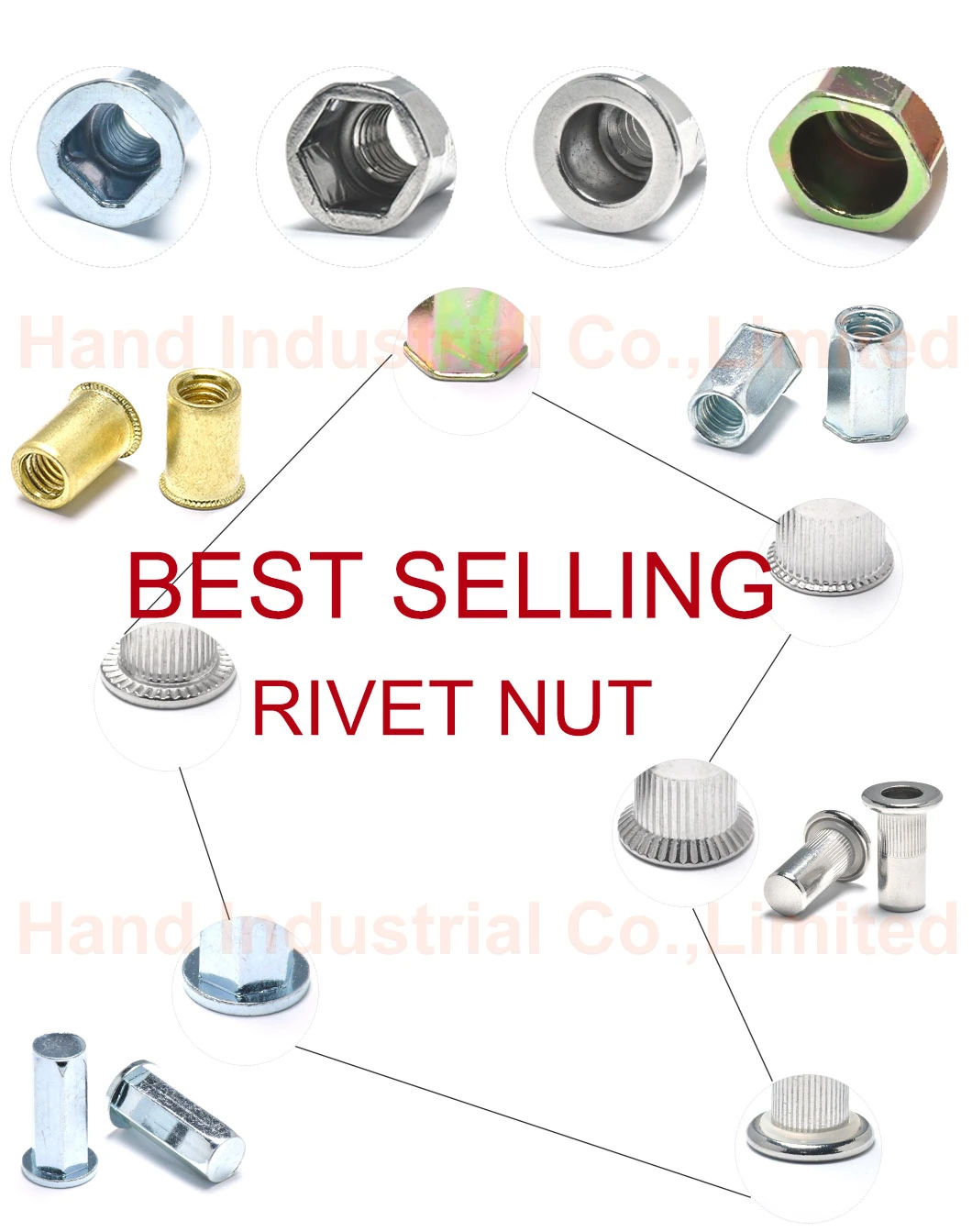 304 Stainless Steel Flat Head Half Hex Body Rivet Nuts with Open End