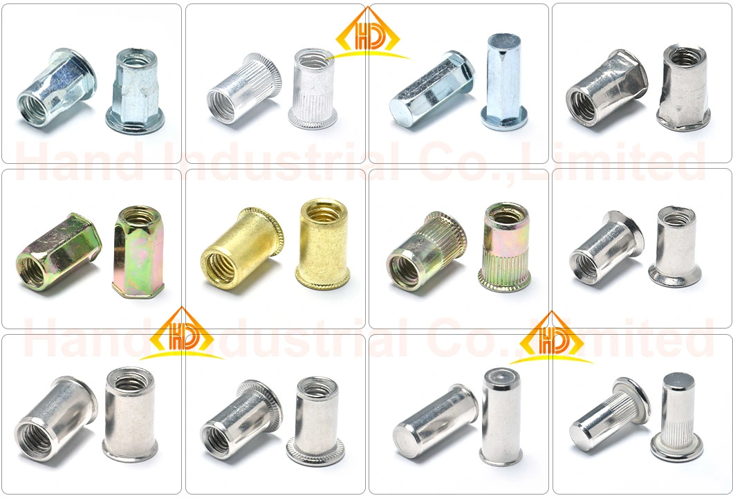 304 Stainless Steel Flat Head Half Hex Body Rivet Nuts with Open End